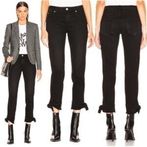 AMO Tie Ankle Slim Skinny Jeans Size 28 Black Magic Mid-Rise